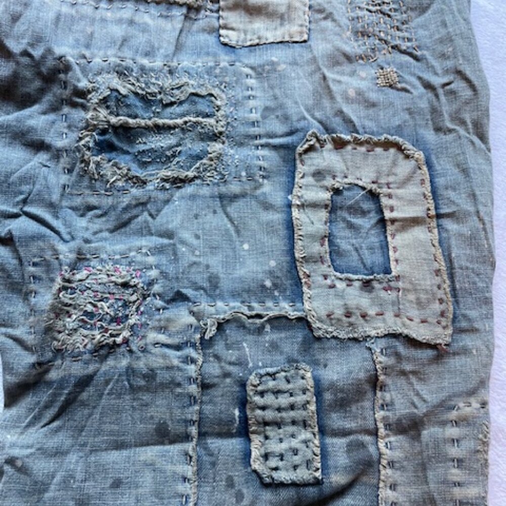 Magnolia Pearl Light Blue Patchwork Embroidered Denim Overalls Benjamins - Picture 12 of 16